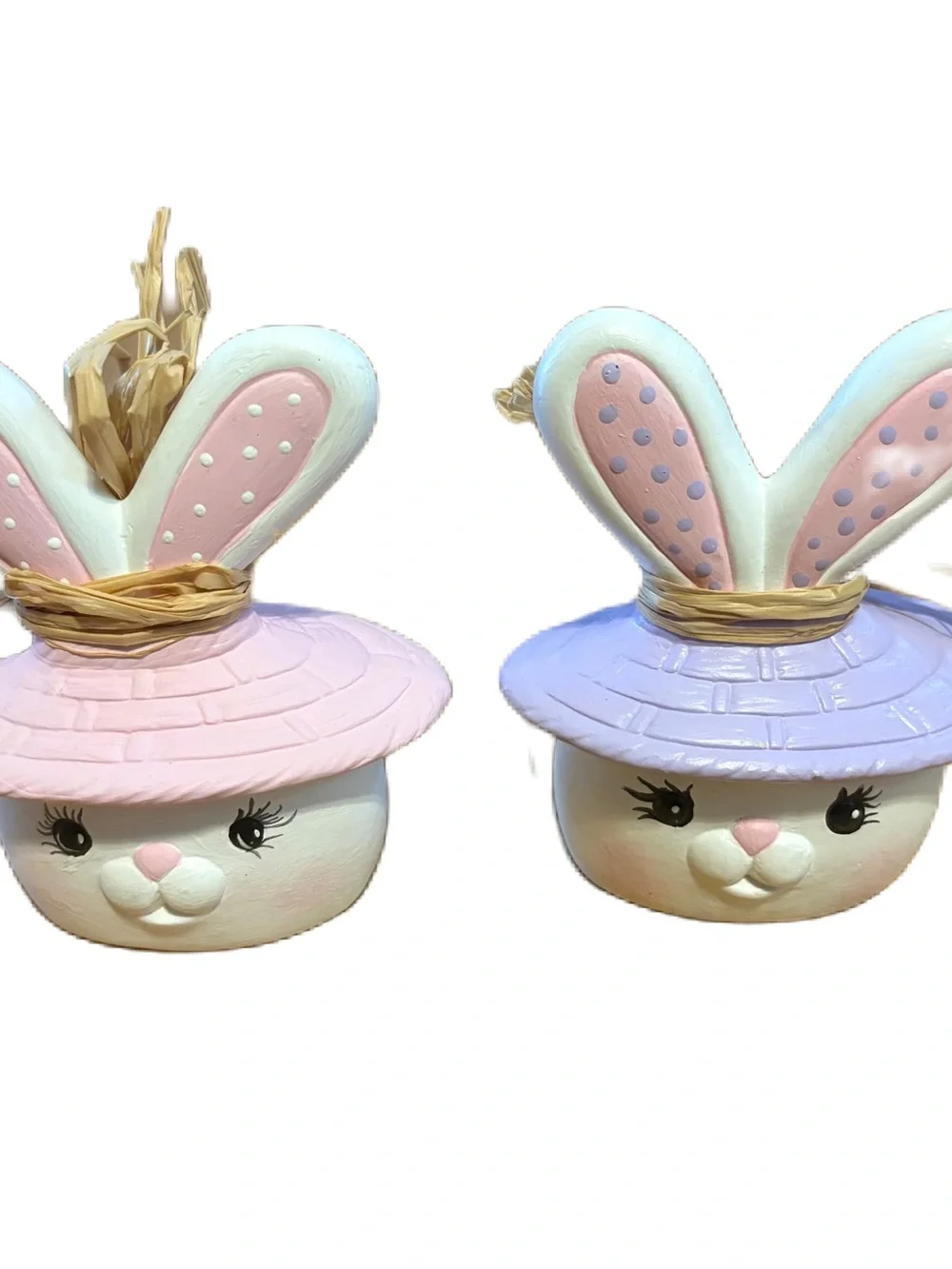 Vintage Pastel Bunny Ceramic Stand Up Bundle Lot Purple Pink Easter Decor